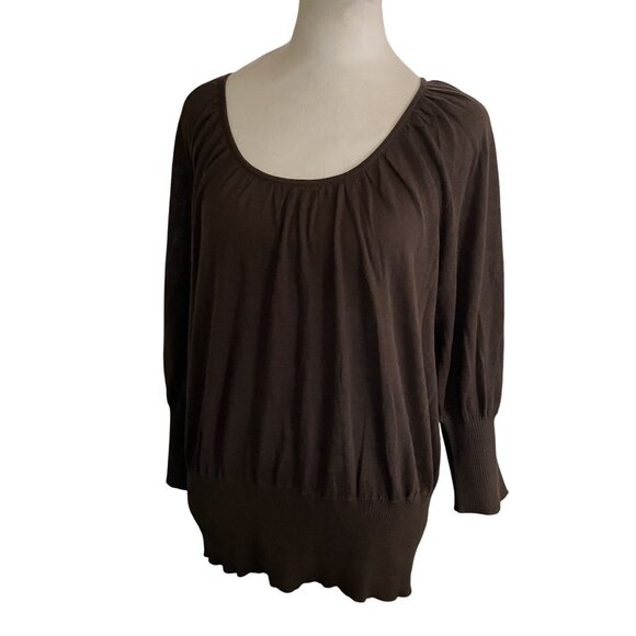 The Limited Womens Brown Long Sleeve Knit Top Scoop Neck XL - Picture 1 of 6